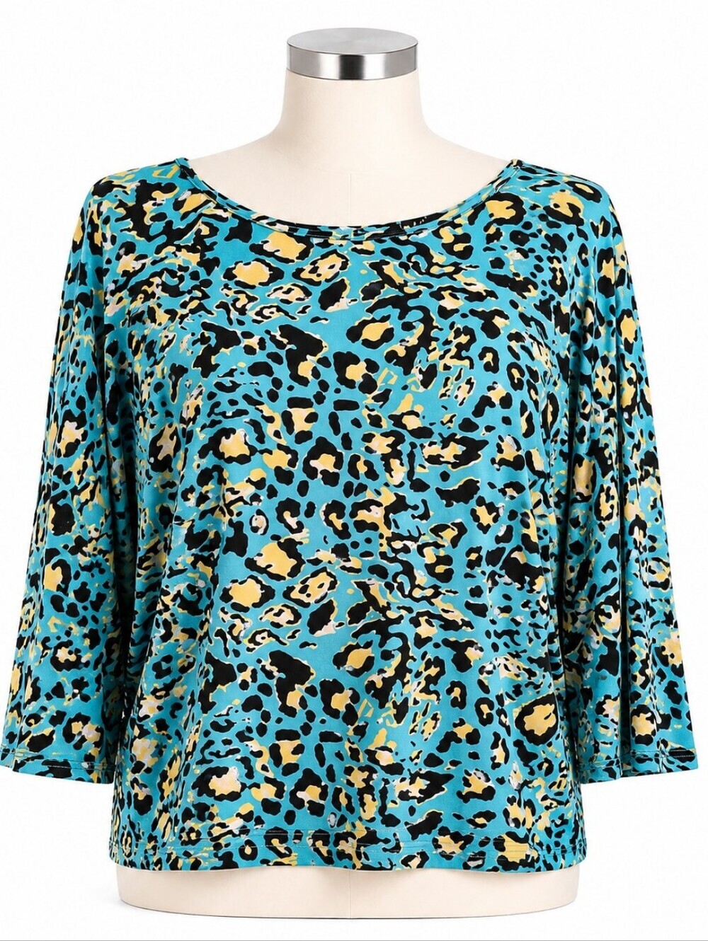 IMAN Global Women's Slinky Animal Print Cape Sleeve Top Sz 3X-Mobwife Travel